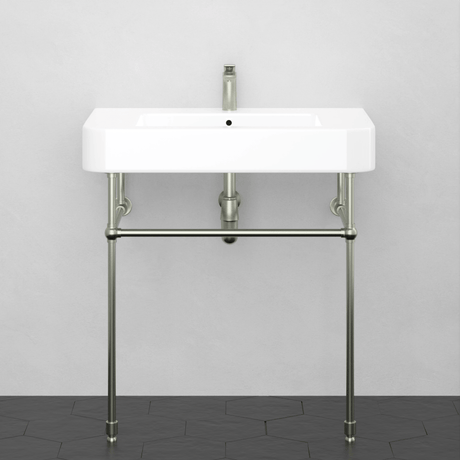 34" Vancher Fireclay Console Bathroom Sink with Steel Stand