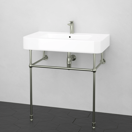 34" Vancher Fireclay Console Bathroom Sink with Steel Stand