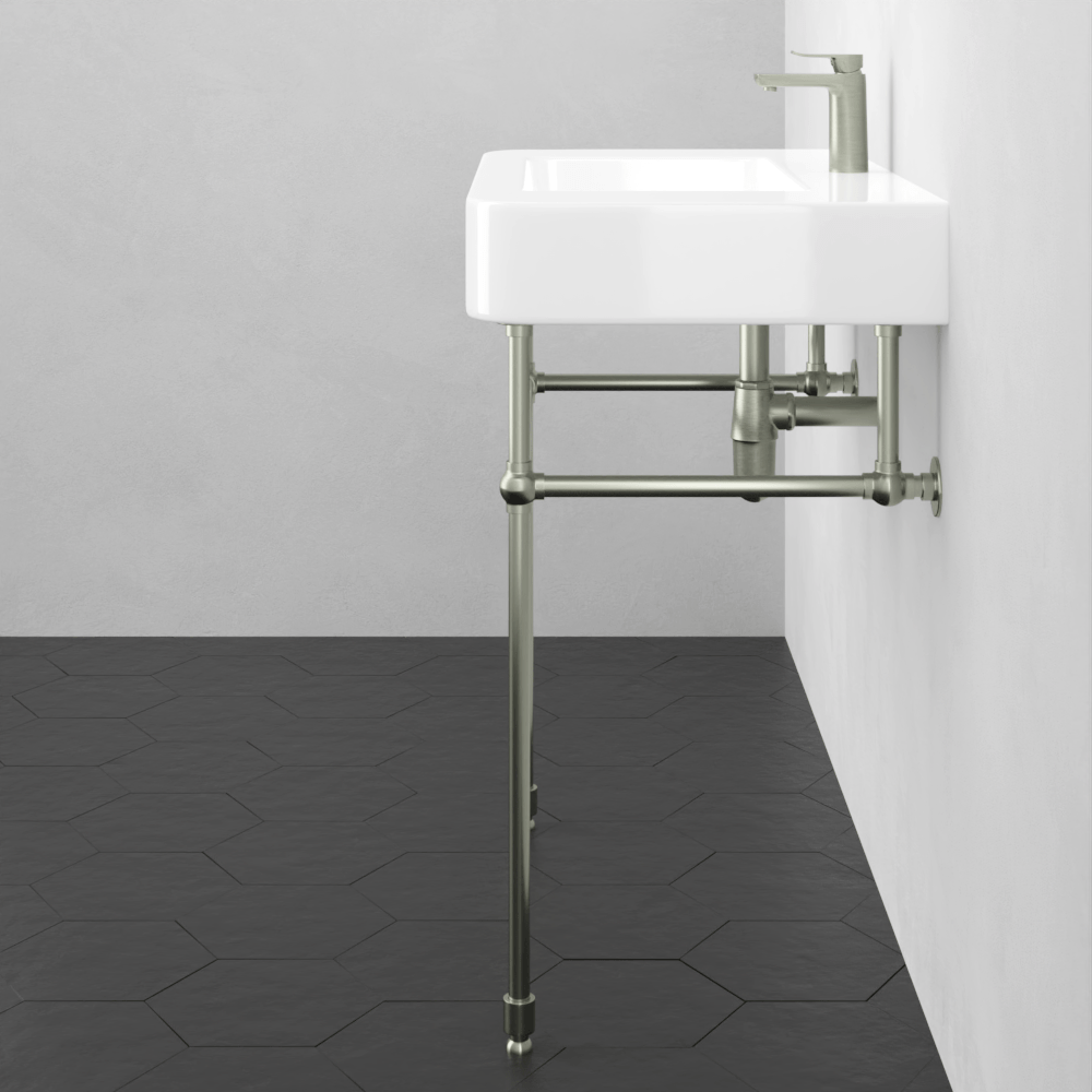 34" Vancher Fireclay Console Bathroom Sink with Steel Stand