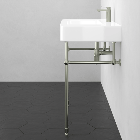 34" Vancher Fireclay Console Bathroom Sink with Steel Stand