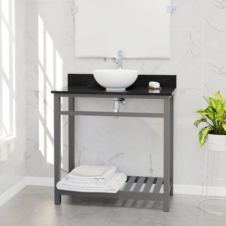 36" Bidley Steel Console with Towel Bar for Vessel Sink