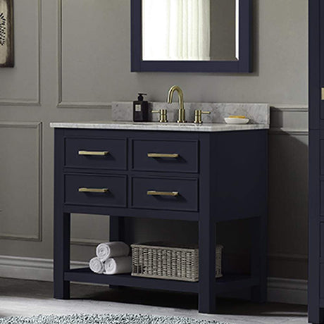 36" Maurizio Vanity Cabinet for Oval Undermount Sink - Navy Blue