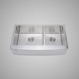 36" Milan Stainless Steel Double-Bowl Farmhouse Sink