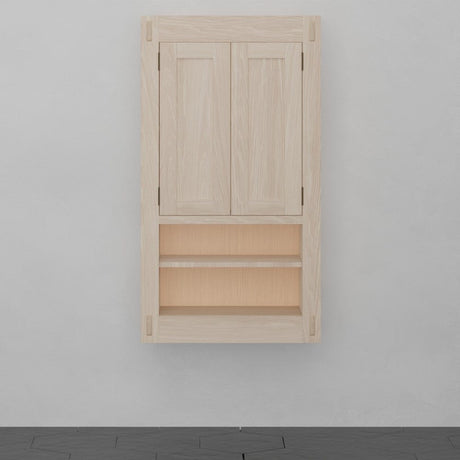 36" Mission Unfinished Red Oak Wall-Mount Linen Cabinet