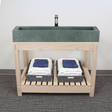 36" Toxey Rectangular Cast Concrete Vessel Sink with Wood Stand - Copper Green