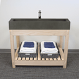 36" Toxey Rectangular Cast Concrete Vessel Sink with Wood Stand - Dusk Grey