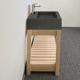 36" Toxey Rectangular Cast Concrete Vessel Sink with Wood Stand - Dusk Grey