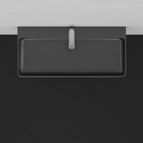 36" Valmora Black Vitreous China Console Bathroom Sink with Black Powdercoat Steel Stand