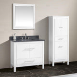 37" Chelan Vanity with Gray Quartz Top and Rectangular Undermount Sink - White
