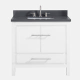 37" Chelan Vanity with Gray Quartz Top and Rectangular Undermount Sink - White