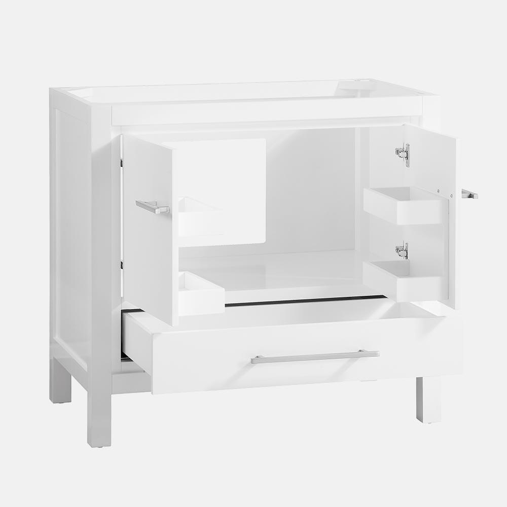37" Chelan Vanity with Gray Quartz Top and Rectangular Undermount Sink - White