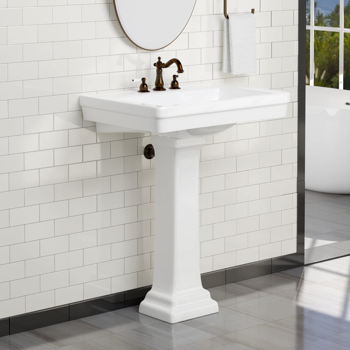 38" Tall Tifton 300 Vitreous China Pedestal Sink