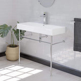 39" Beckley Vitreous China Console Bathroom Sink with Steel Stand