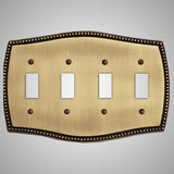 4 Gang Toggle Wall Switch Plate - Beaded Design