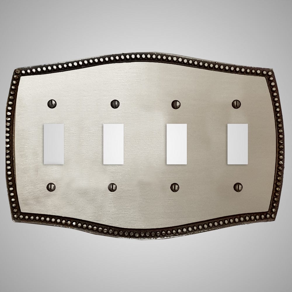 4 Gang Toggle Wall Switch Plate - Beaded Design