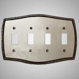 4 Gang Toggle Wall Switch Plate - Beaded Design