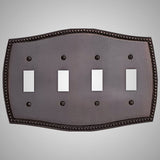 4 Gang Toggle Wall Switch Plate - Beaded Design