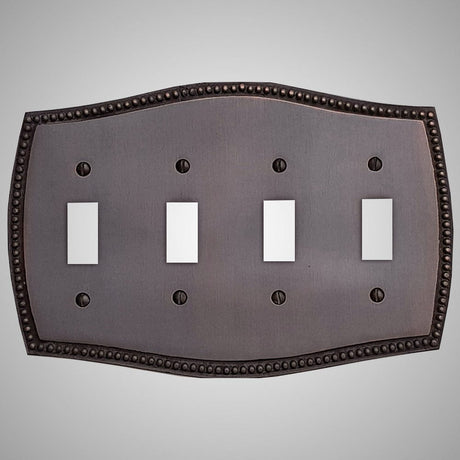4 Gang Toggle Wall Switch Plate - Beaded Design