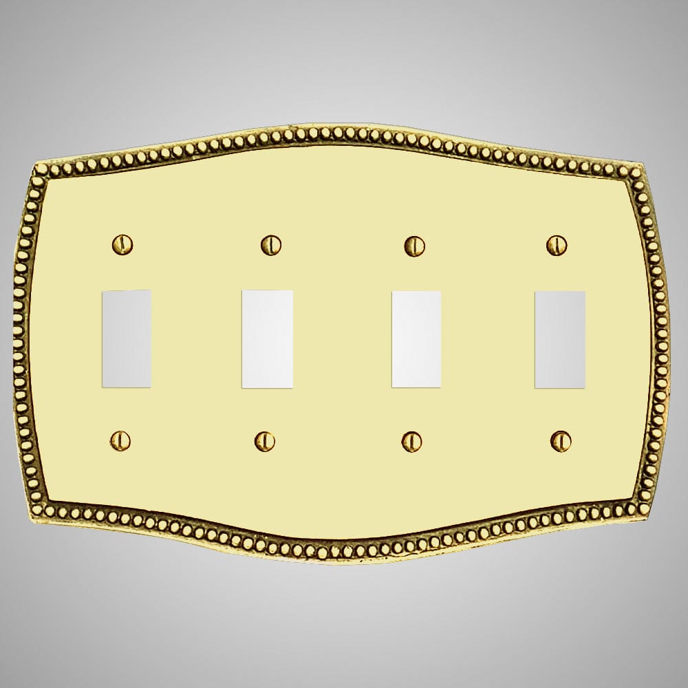 4 Gang Toggle Wall Switch Plate - Beaded Design