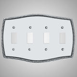 4 Gang Toggle Wall Switch Plate - Beaded Design