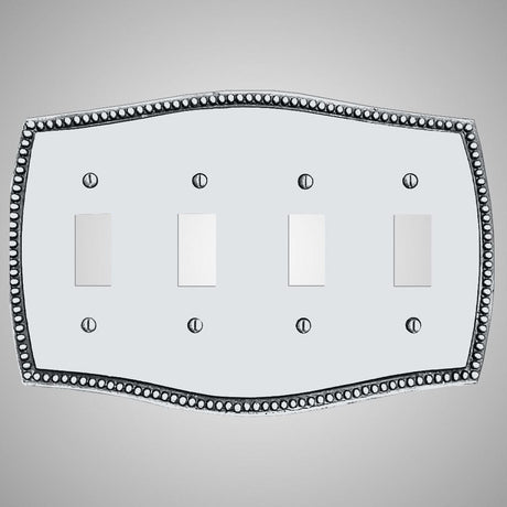 4 Gang Toggle Wall Switch Plate - Beaded Design