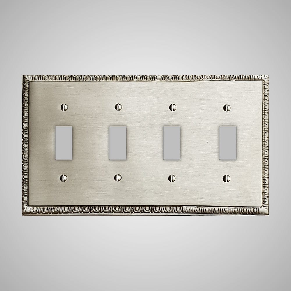4 Gang Toggle Wall Switch Plate - Egg & Dart Design