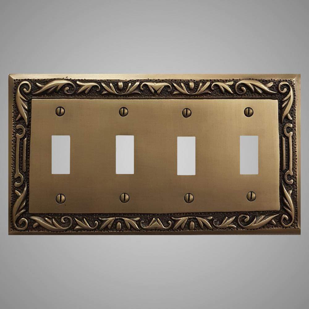 4 Gang Toggle Wall Switch Plate - Floral Design