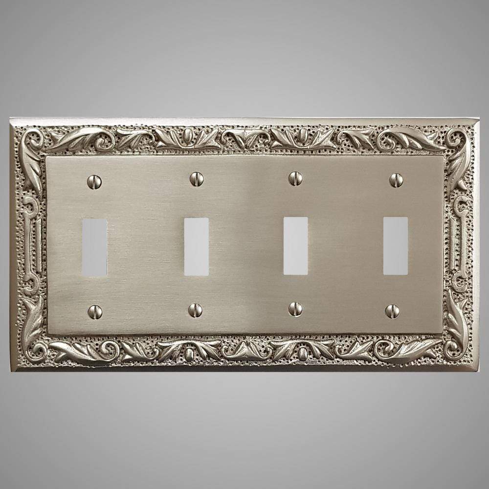 4 Gang Toggle Wall Switch Plate - Floral Design