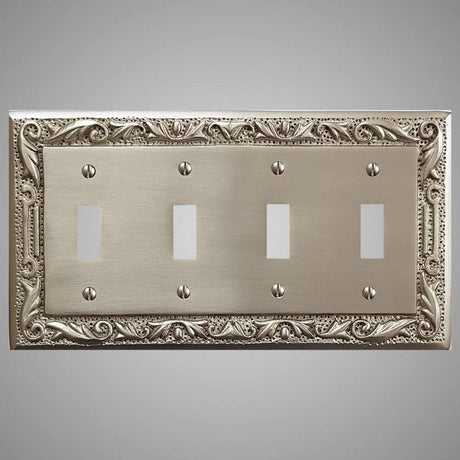 4 Gang Toggle Wall Switch Plate - Floral Design