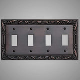 4 Gang Toggle Wall Switch Plate - Floral Design