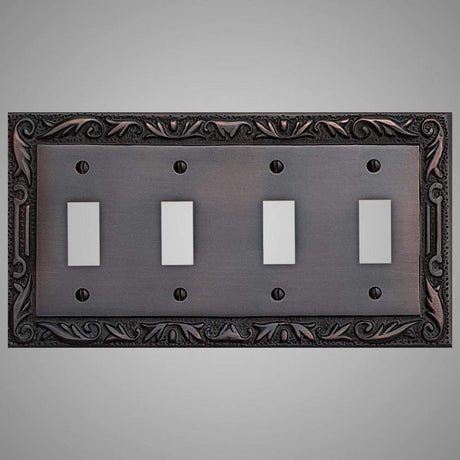 4 Gang Toggle Wall Switch Plate - Floral Design