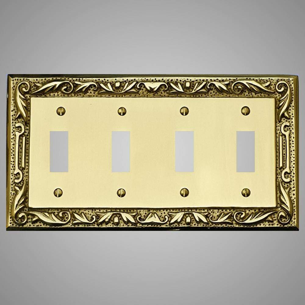 4 Gang Toggle Wall Switch Plate - Floral Design