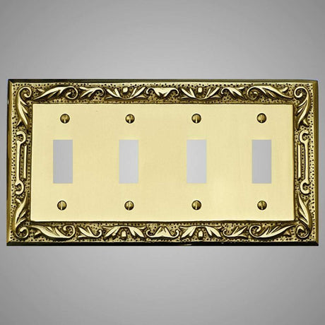 4 Gang Toggle Wall Switch Plate - Floral Design