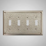 4 Gang Toggle Wall Switch Plate - Framed Hammered Design