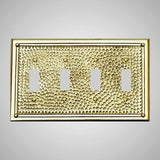 4 Gang Toggle Wall Switch Plate - Framed Hammered Design