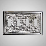 4 Gang Toggle Wall Switch Plate - Framed Hammered Design
