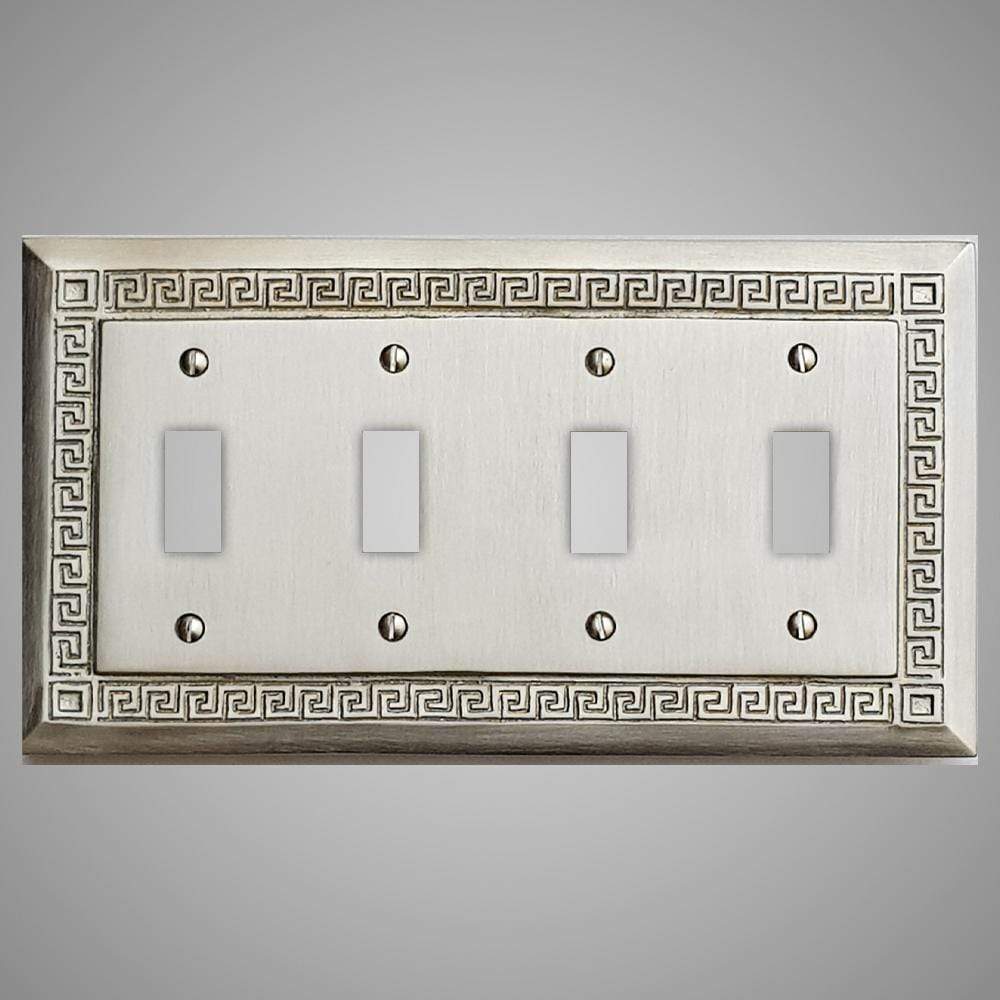 4 Gang Toggle Wall Switch Plate - Greek Design