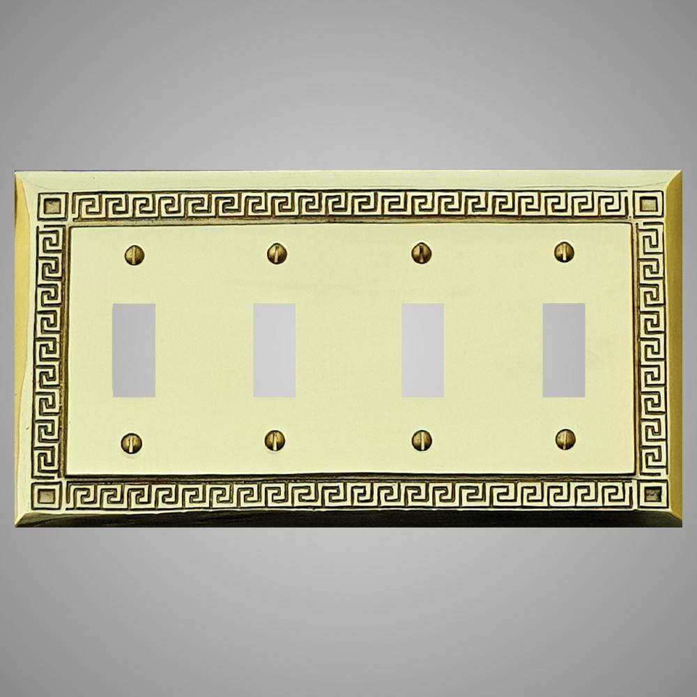 4 Gang Toggle Wall Switch Plate - Greek Design