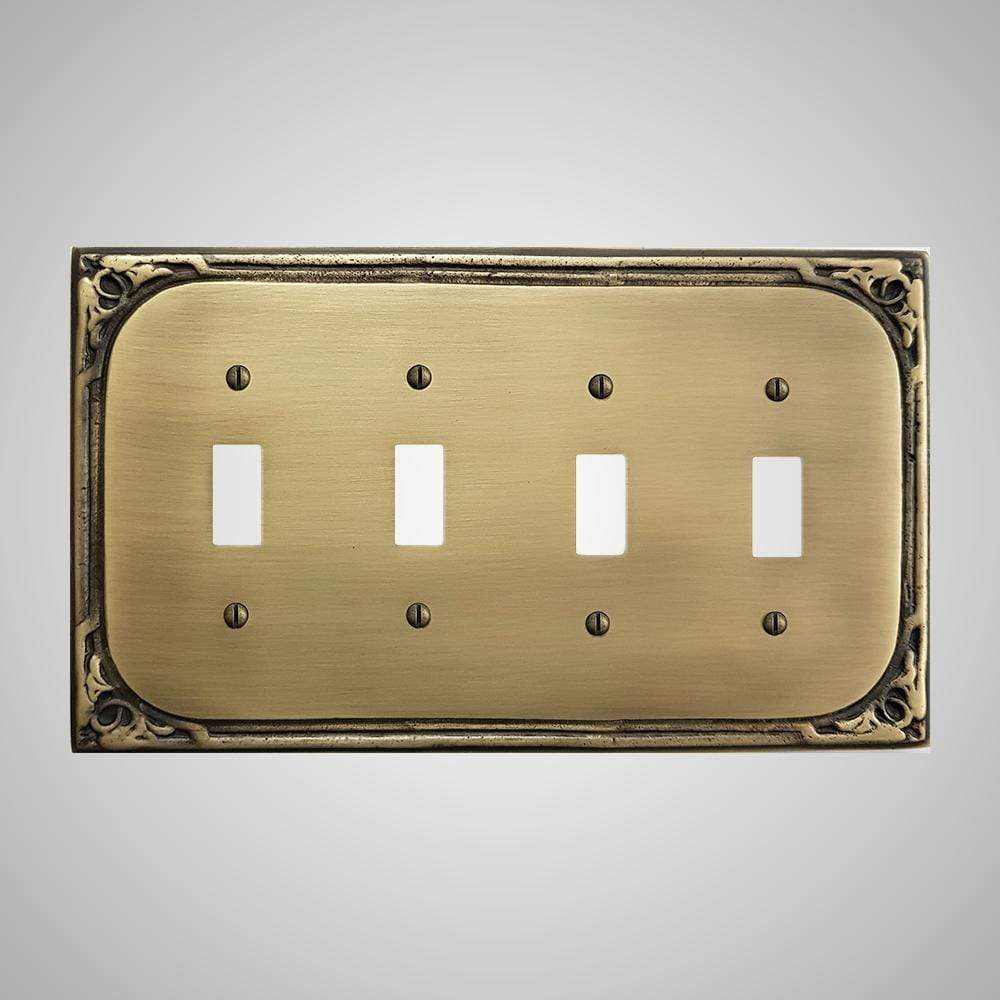 4 Gang Toggle Wall Switch Plate - Victorian Design