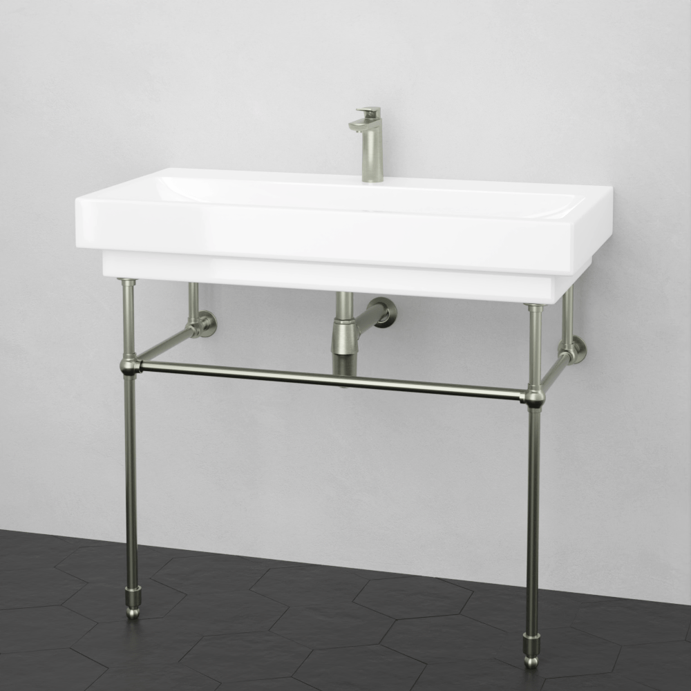 40" Vapster Fireclay Console Bathroom Sink with Steel Stand