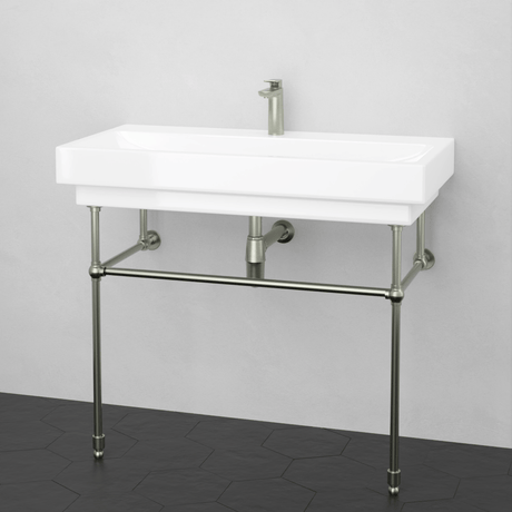40" Vapster Fireclay Console Bathroom Sink with Steel Stand