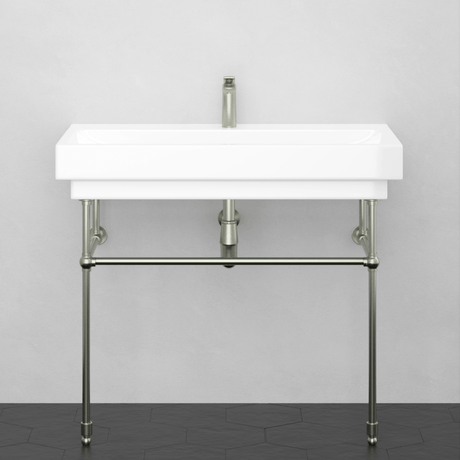 40" Vapster Fireclay Console Bathroom Sink with Steel Stand
