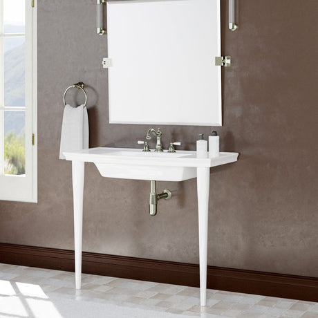 40" Walper Fireclay Console Bathroom Sink with Fireclay Legs