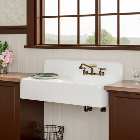 42" Sudbury Cast Iron Wall-Hung Kitchen Sink with Left Side Drainboard
