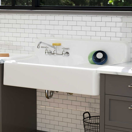 42" Sudbury Cast Iron Wall-Hung Kitchen Sink with Right Side Drainboard