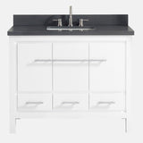 43" Chelan Vanity with Gray Quartz Top and Rectangular Undermount Sink - White