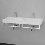 43" Livingston Wall-Mount Vitreous China Double-Bowl Sink with Steel Towel Bars
