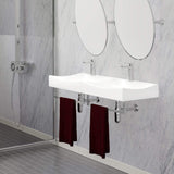 43" Livingston Wall-Mount Vitreous China Double-Bowl Sink with Steel Towel Bars