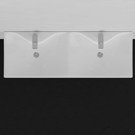 43" Livingston Wall-Mount Vitreous China Double-Bowl Sink with Steel Towel Bars