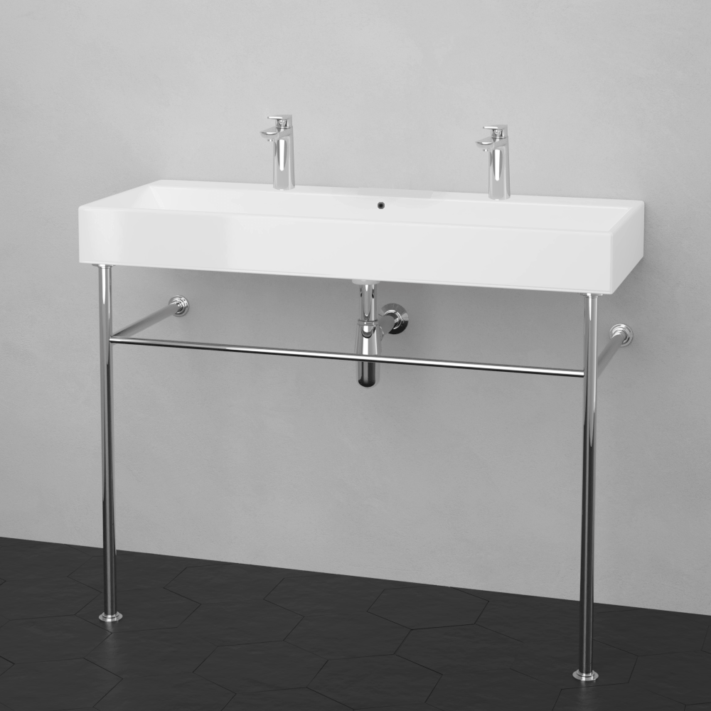 43" Raso Vitreous China Console Bathroom Sink with Steel Stand